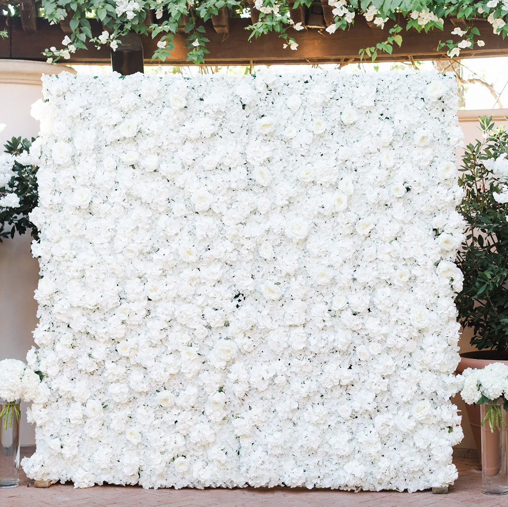 3D white flower wall backdrop